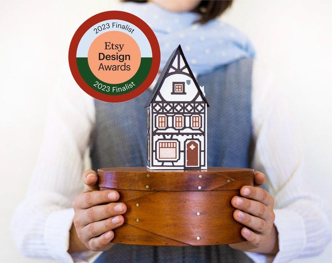 Christmas Village House Paper Luminary: from my Etsy Design Award finalist set, folds perfectly flat to store