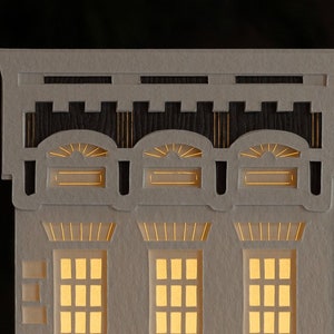Brownstone Paper Luminary handmade holiday decor, folds flat to store, perfect for gifting image 3