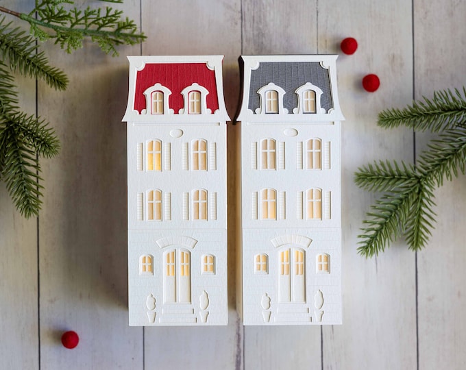 Charming Paris Paper Luminary: handmade of artisan papers, folds perfectly flat to store