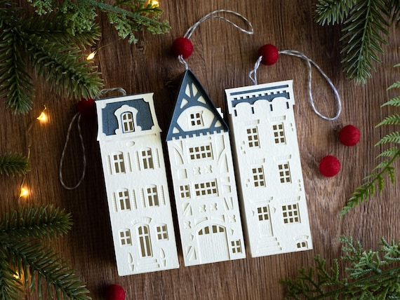 Layered Paper Christmas Tree Ornaments, unique handmade hostess gift