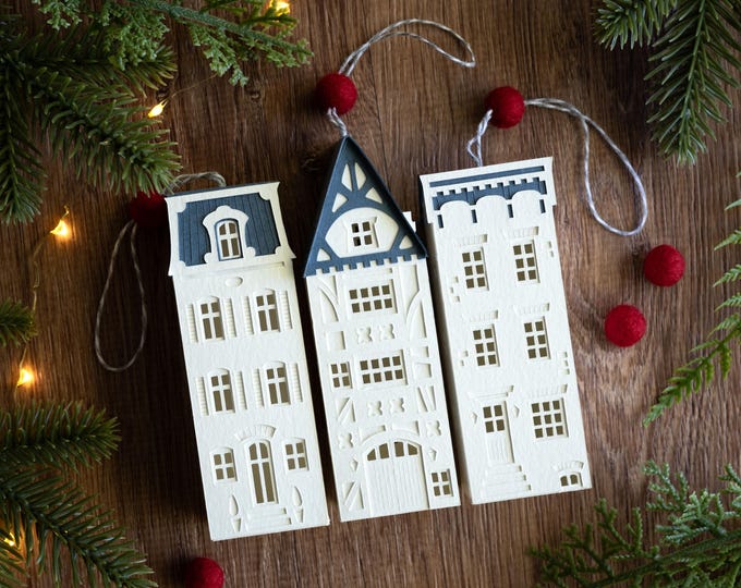 Layered Paper Christmas Tree Ornaments, unique handmade hostess gift