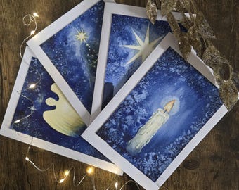 Hand-Painted Watercolor Christmas Angel Card | Printable Greeting Card Digital Download | 5x7” DIY Holiday Card | Original Art by Colorolha