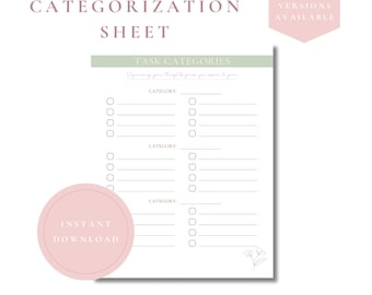 ADHD Task Categorization Page | Task Sorting Printable | Digital Planner Page | Instant Download