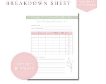 ADHD Project Planner Printable | Project Breakdown Page for ADHD | Task Planning Page | Digital Download