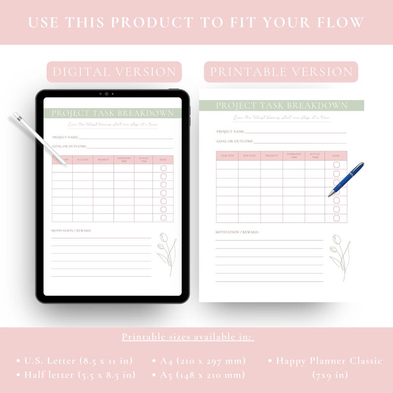 ADHD Project Planner Printable | Project Breakdown Page for ADHD | Task ...