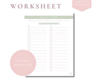 ADHD Brain Dump Printable | Task Brain Dump Page | Digital Download
