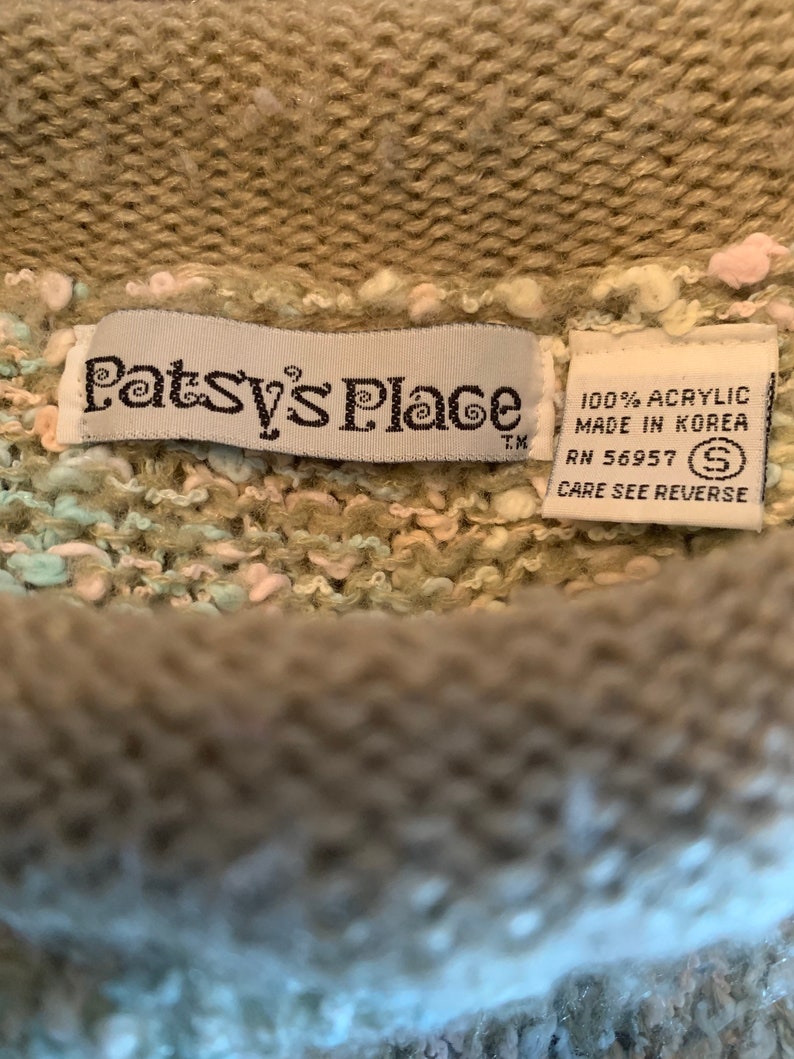 Size Small Baby Pink Baby Blue Sweater with Pockets Sweater Vintage 80s Pastel Sweater