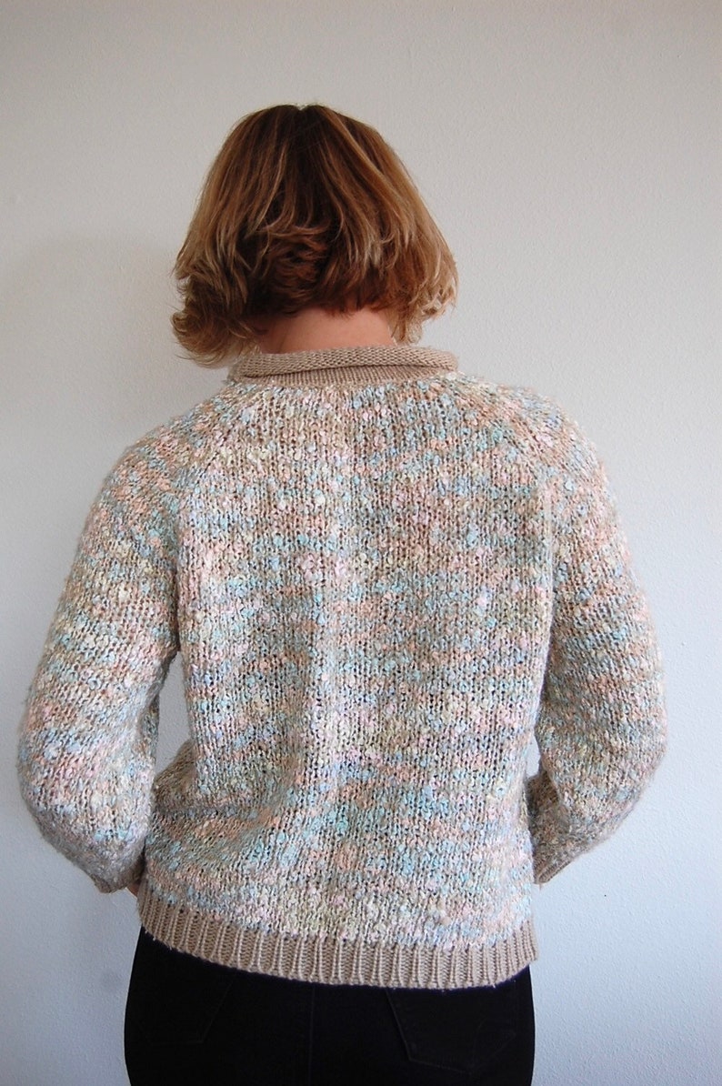 Size Small Baby Pink Baby Blue Sweater with Pockets Sweater Vintage 80s Pastel Sweater