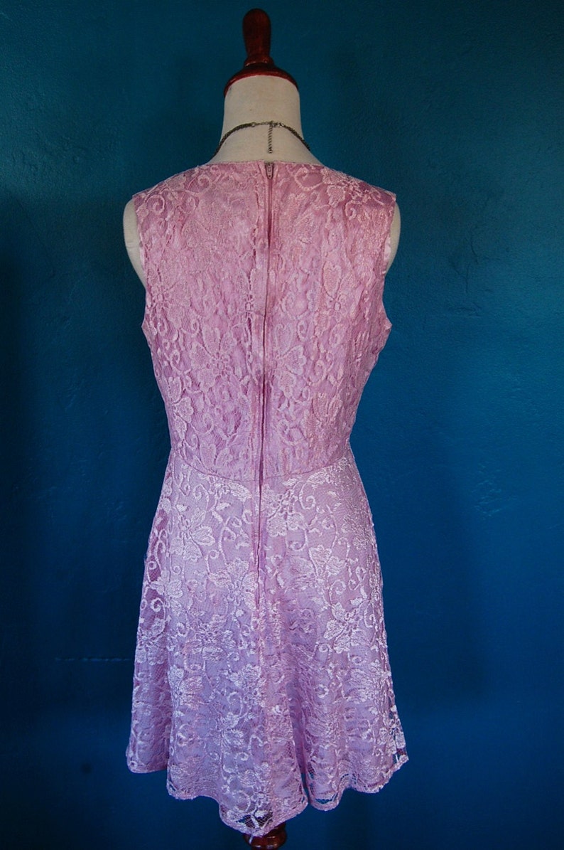 Vintage 1980s Pretty in Pink Lace Baby Doll Halter Top Mini Size 4 / 6 ...