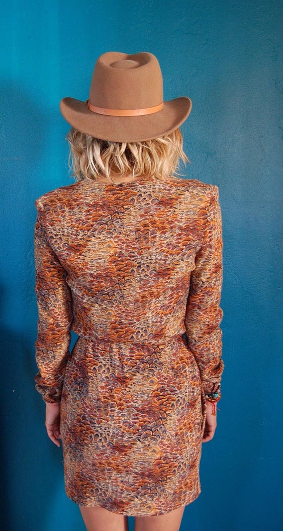 Vintage 1970s - Feather Print Boho - Long Sleeve … - image 7