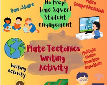 Actividad sobre los límites de las placas tectónicas / Actividad de escritura sobre las placas tectónicas / Ciencias de la Tierra para la escuela secundaria