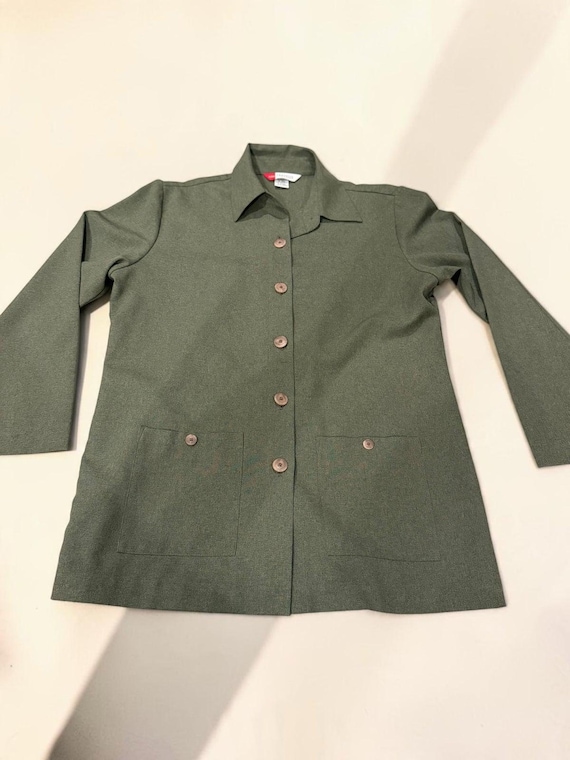 L.L.Bean, Vintage 90s L.L.Bean Traveler Sage Shirt Jacket Womens 12 Reg Made in Macau