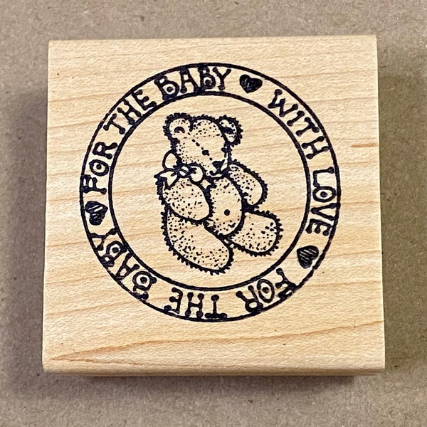 Vintage 90s Rubber Stamp - For the Baby With Love (E039) - Rare, New, & Unused - Azadi Earles