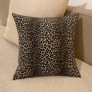 Custom Pillowcase - Reclaimed Vintage Leopard Print Corduroy Fabric Throw Pillow Cover - Cotton Animal Print Fabric w/ Tonal Stripes