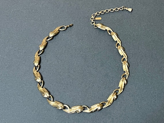 Vintage Monet Jewelry Monet Choker Gold Leaves Necklace Gold