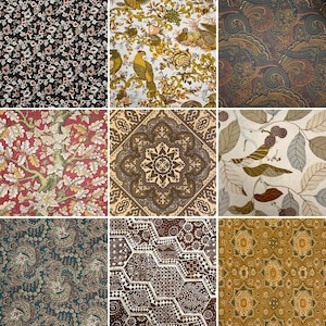 Furoshiki Cloth (AUTUMNAL PRINTS) - 15 Reclaimed / Vintage Fabrics - Japanese Wrapping Cloth - Sustainable Vintage Fabric Gift Wrap