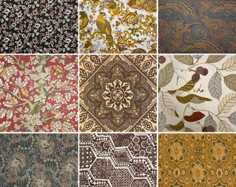 Furoshiki Cloth (AUTUMNAL PRINTS) - 15 Reclaimed / Vintage Fabrics - Japanese Wrapping Cloth - Sustainable Vintage Fabric Gift Wrap