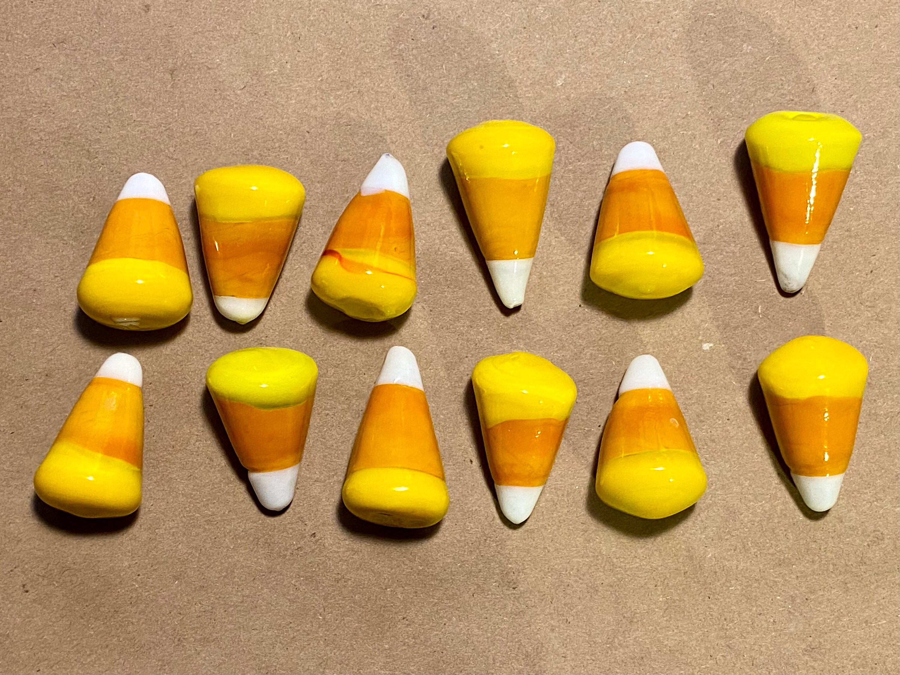 Vintage 80s Set of 12 Handmade Glass Candy Corn Fall Decor Etsy