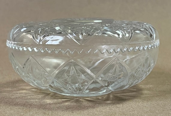 RARE Vintage Austrian Cut Glass "Dose" (Box) - Ro… - image 5