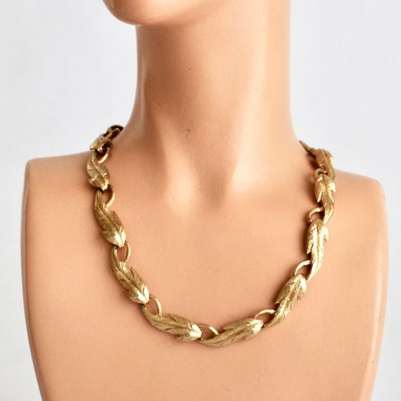 Vintage Monet Jewelry Monet Choker Gold Leaves Necklace Gold