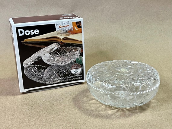 RARE Vintage Austrian Cut Glass "Dose" (Box) - Ro… - image 1