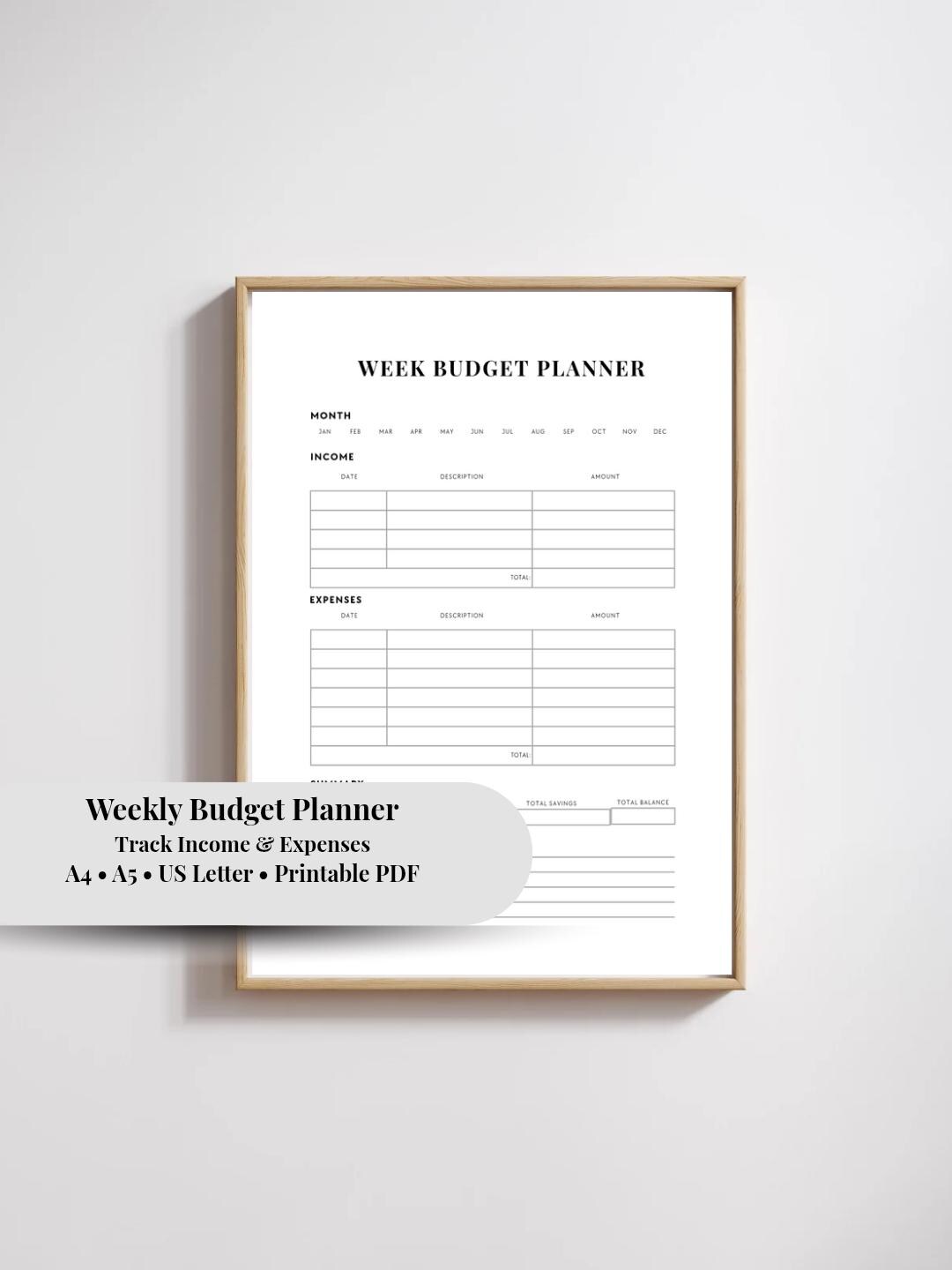 Weekly Budget Printable | Minimalist Finance | Income & Expense Tracker ...