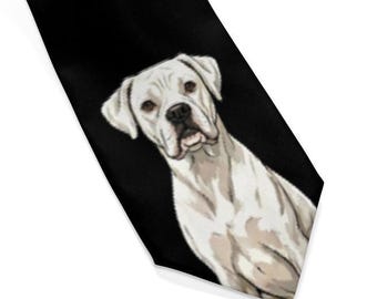Biały krawat dla psa boksera