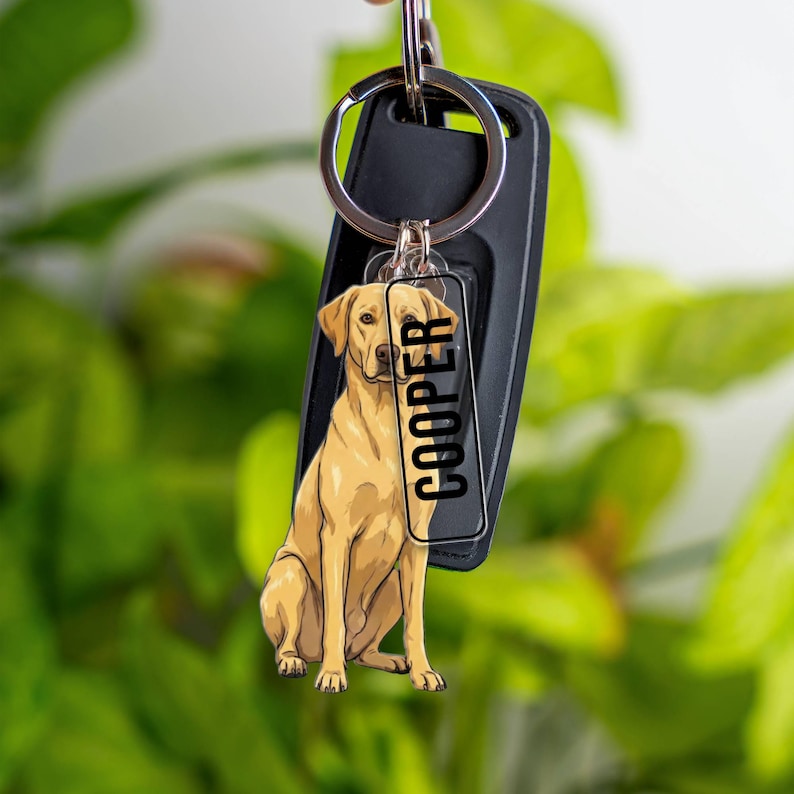 Labrador Dog Key Chain Personalized Name Dog Gift | Pet Breed Keyring ...