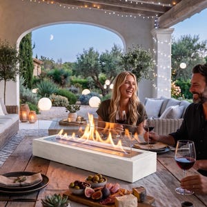 Tabletop Fire Pit with Glass, Indoor Bioethanol Fireplace, Rectangular Metal Fire Bowl, Cozy Balcony Decor, Housewarming Gift
