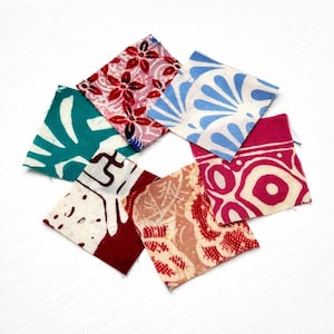 Retalhos de tecido batik em quadrados de 2x2 para patchwork – Quadrados de algodão batik sortidos – Retalhos de tecido para junk journal e patchwork
