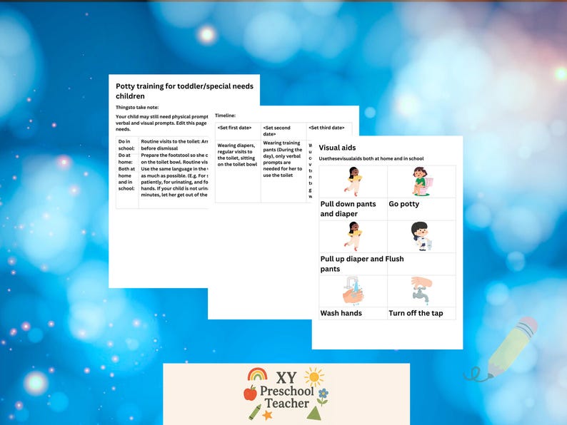 Autism Support Visual Schedule Daily Routine Potty Training for Girls ...