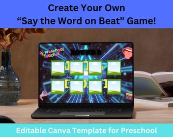 Say the Word on Beat Game | Blank Canva Template for Preschool | Editable Digital Download
