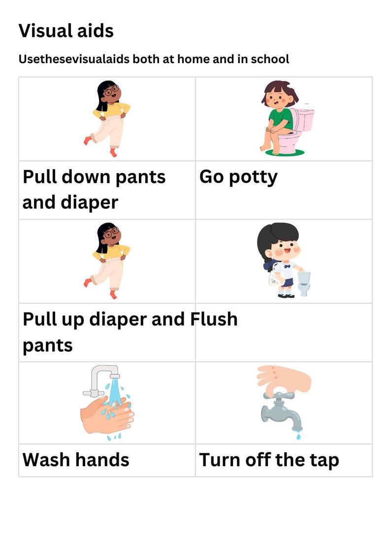 Autism Support Visual Schedule Daily Routine Potty Training for Girls ...