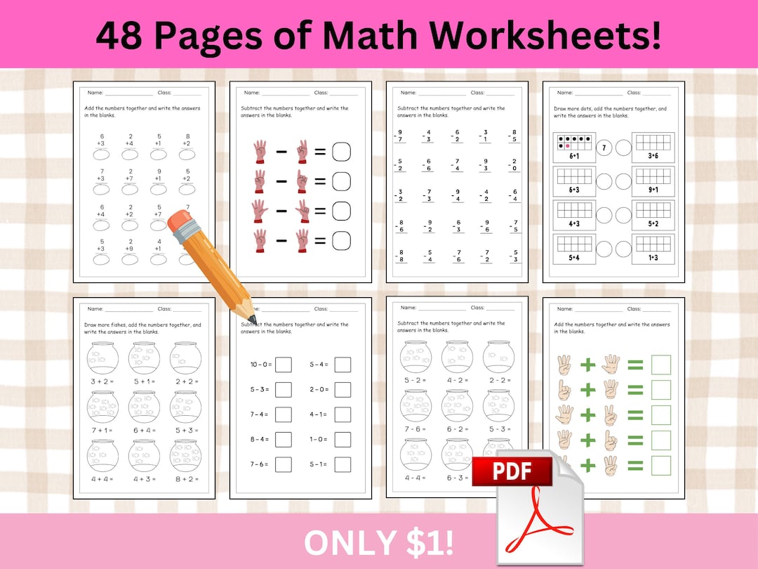 Math Worksheets Addition Subtraction Number Activities Handwriting ...