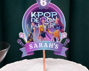 Editable Kpop Demon Hunters Cake Topper, Kpop Warrior Birthday Cake Topper, Printable Girls Cake Decoration, Canva Cake Topper Template