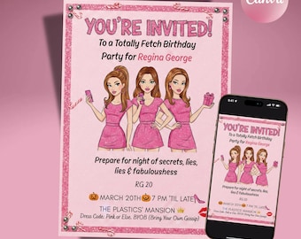 Editable Mean Girls Invitation Template, Mean Girls Birthday Party, Teens Birthday Invitation, Adult Birthday Party, Canva Template