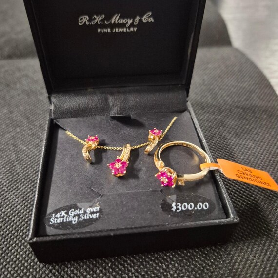 Lab-Created Ruby Flower Vine Three-Piece Set – !4… - image 2