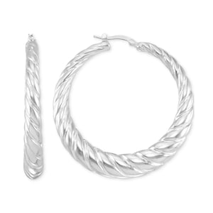 Macy's Graduated Textured Hoop Earrings – Sterling Silver
