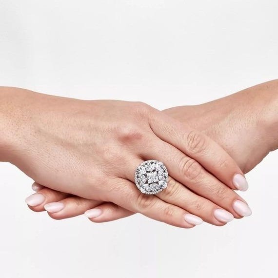 Arabella Circle Cluster Statement Ring in Sterlin… - image 4