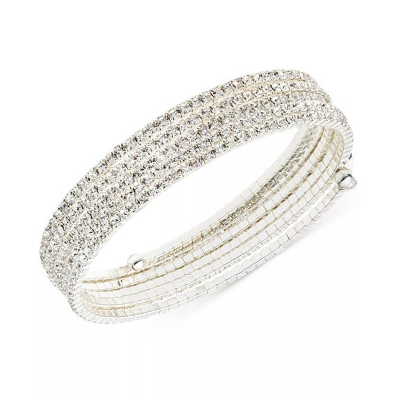 Anne Klein Multi-Row Rhinestone Flex Bracelet – S… - image 2