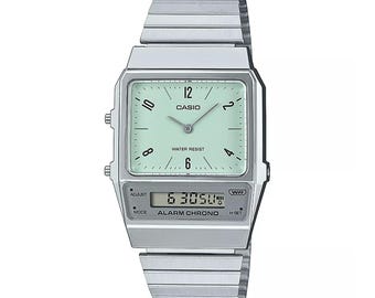 Reloj Casio unisex de acero inoxidable color plata, 32,1 mm, AQ800E-3AVT