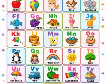 ABC Alphabet Poster mit Lernvideo | Kinder bildungs wandkunst (Digitaler Download)