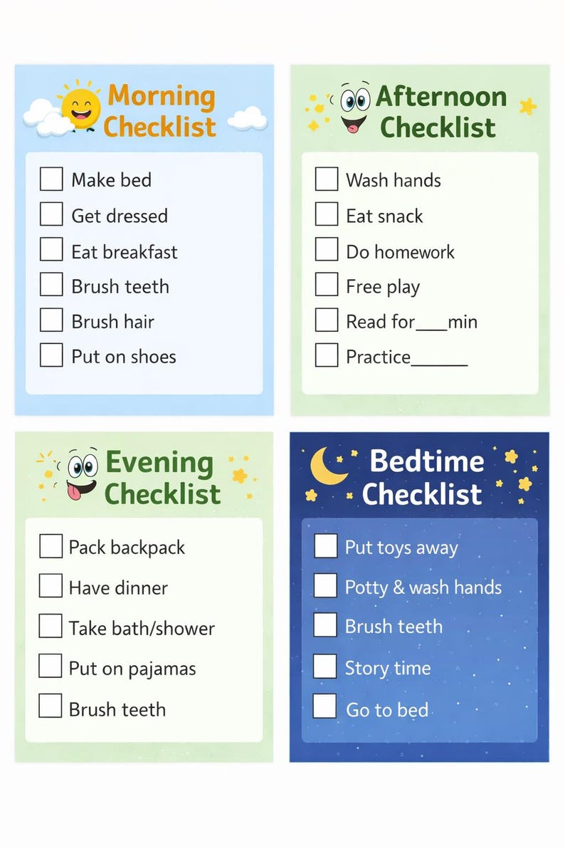 Kids Daily Routine Chart | Printable Checklist (digital Download) - Etsy