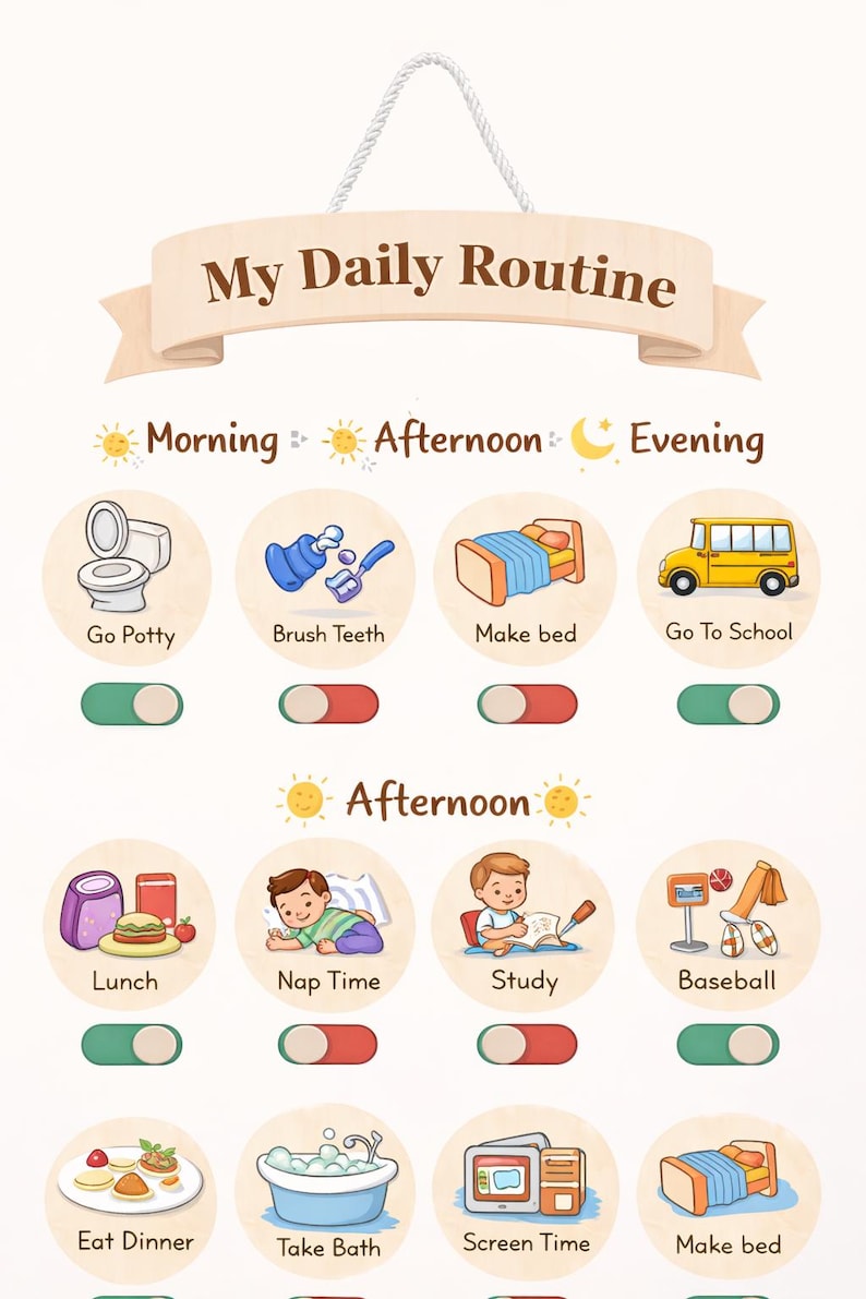 Kids Daily Routine Chart | Printable Checklist (digital Download) - Etsy