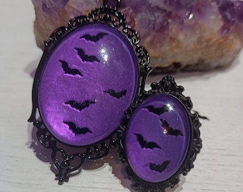 Collier gothique nuit des sorcières violettes - Boîte cadeau noire incluse