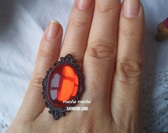Vampires Blood Gothic Ring, Victorian ring, Wiccan jewelry, Halloween present, Gift for him, Red oval cameo, Dragon ring, Medieval necklace