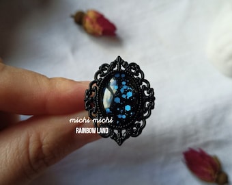 Blue Blood Dragon Gothic Ring, Vampire jewelry, Medieval accessories, Black adjustable filigree, Halloween, Wicca potion, Magical pendant