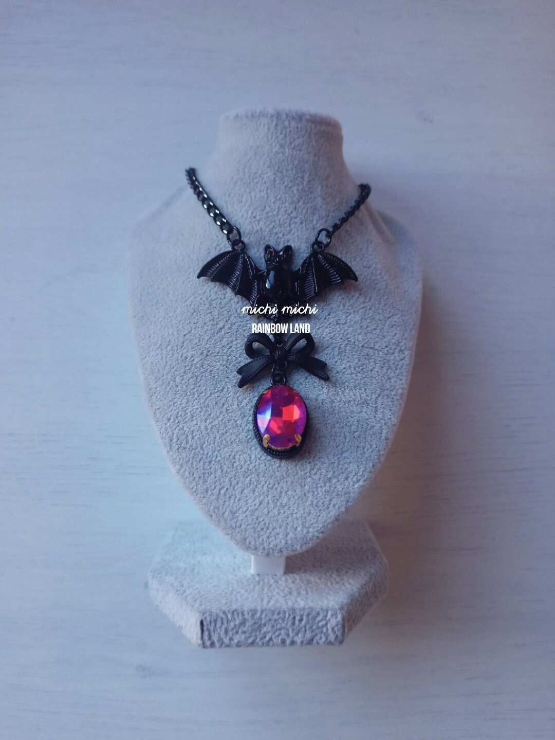 Black Bat, Bloody Gem, Blood Vampire, Gothic Necklace, Cameo Jewelry