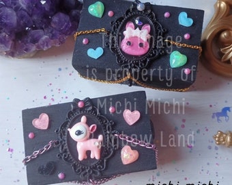 Romantische Rosa Tiere | Glitter Bunny, Pink Deer, handbemalt, Trinket Box, Kawaii Tier, japanisch, niedliches Dekor, Pastel Goth, Kid Party