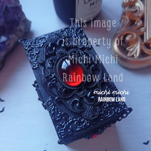 Countess Bathory Box Gothic Mini Chest, Vampire Fang, Blood, Victorian, Wedding Ring Box, Medieval Jewelry, Witch, Ooak Box, Garnet Siam image 4